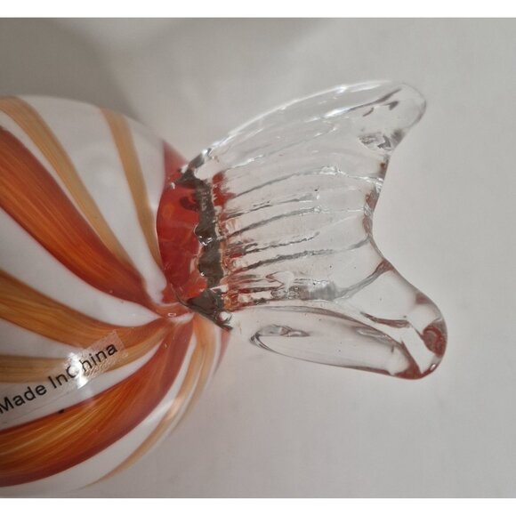 Handcrafted Glass Red And Orange Swirl Candy Sculpture 6.50"x 2.50" - Picture 5 of 8